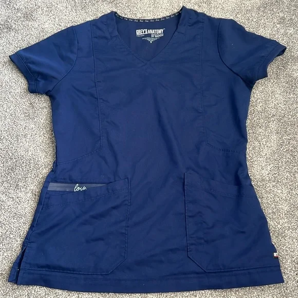 Grey’s Anatomy by Barco Navy Scrub Tops - Picture 2 of 3